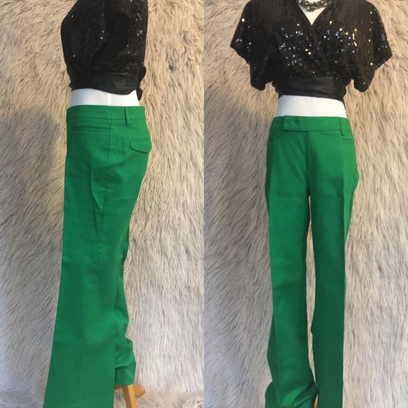 green bootcut pants